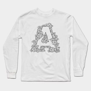 Letter A Geometric Circle Pattern Long Sleeve T-Shirt